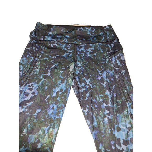 Lululemon Run Top Speed Crop Luxtreme Floral Backdrop Blue Legging XS Yoga - Picture 1 of 7
